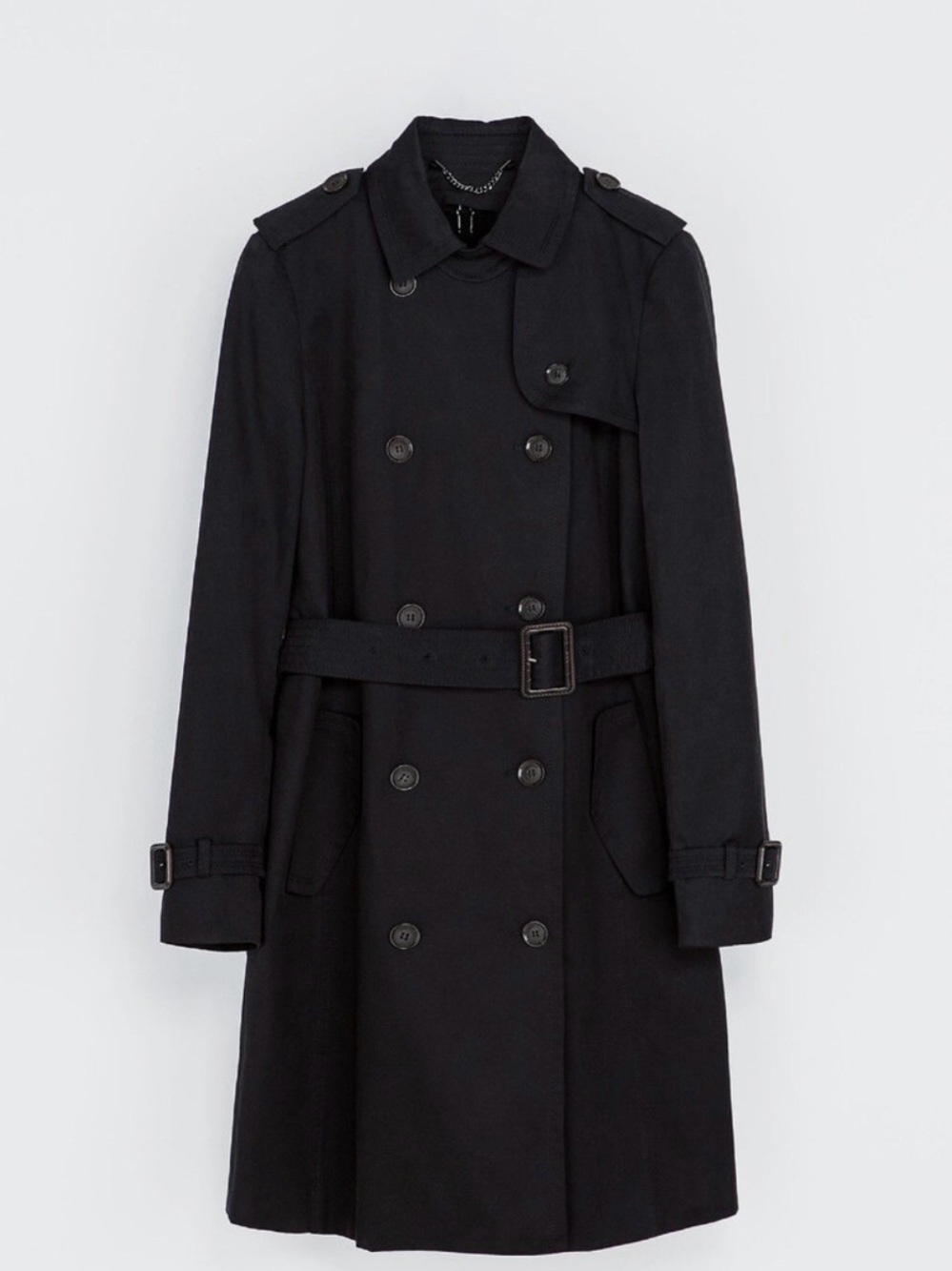 Zara Women’s Black Double-Breasted Trench Coat with Belt